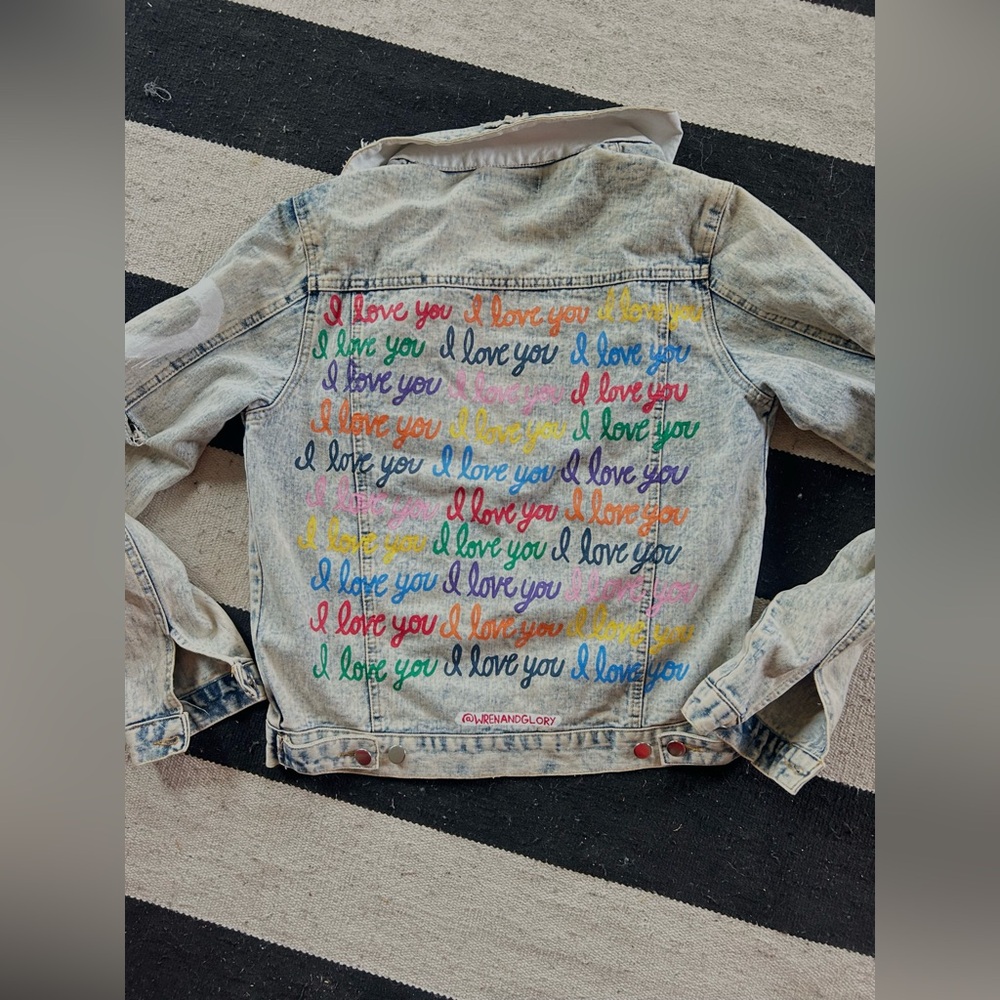 Wren + Glory I love you denim jacket